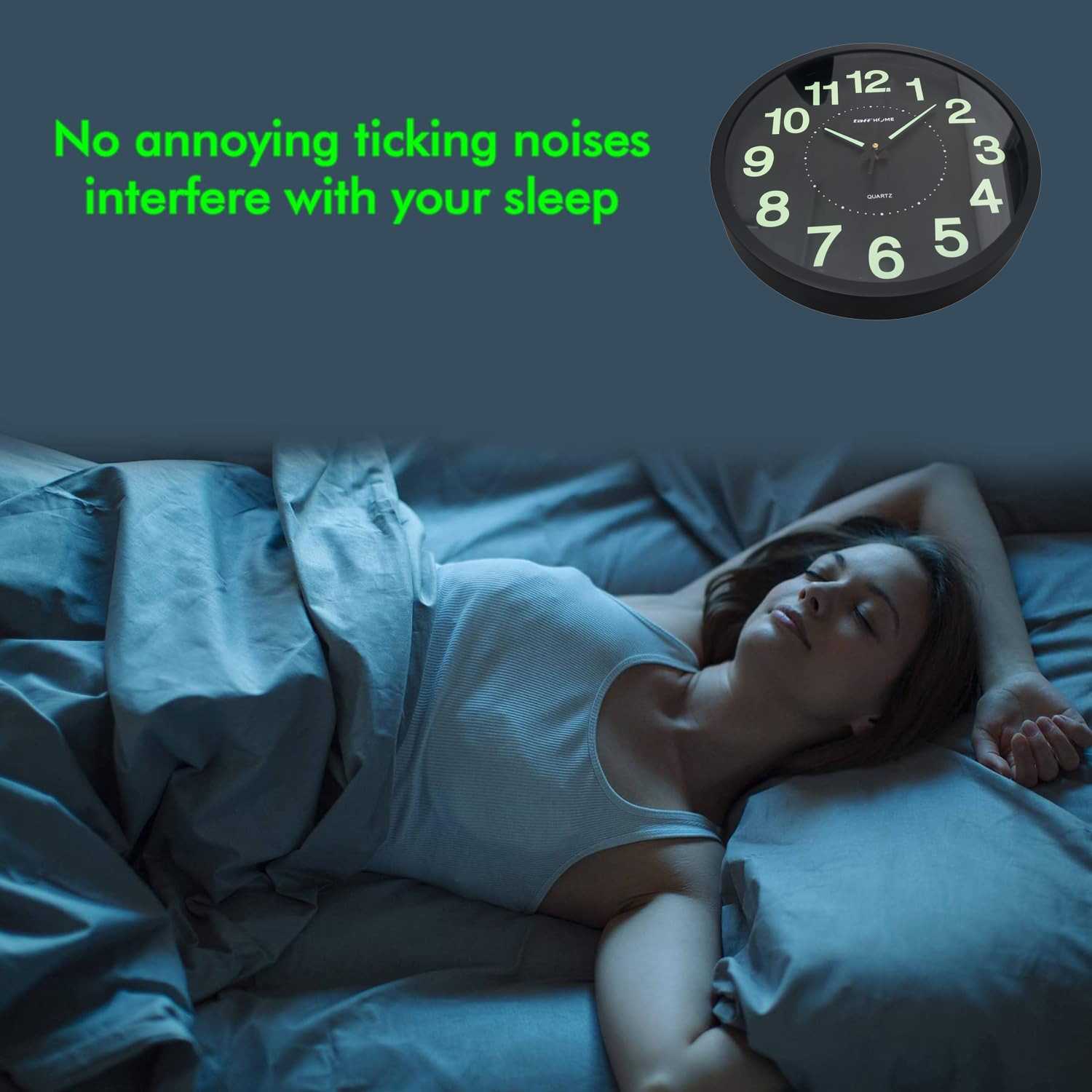 TaffHOME Jam Dinding Bulat Quartz Luminous Glow in The Dark 30cm - Gambar 5