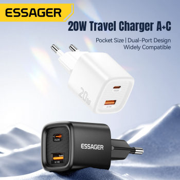 ESSAGER Kepala Charger Fast Charging PD Dual Port USB Type C 20W - ES-CD54