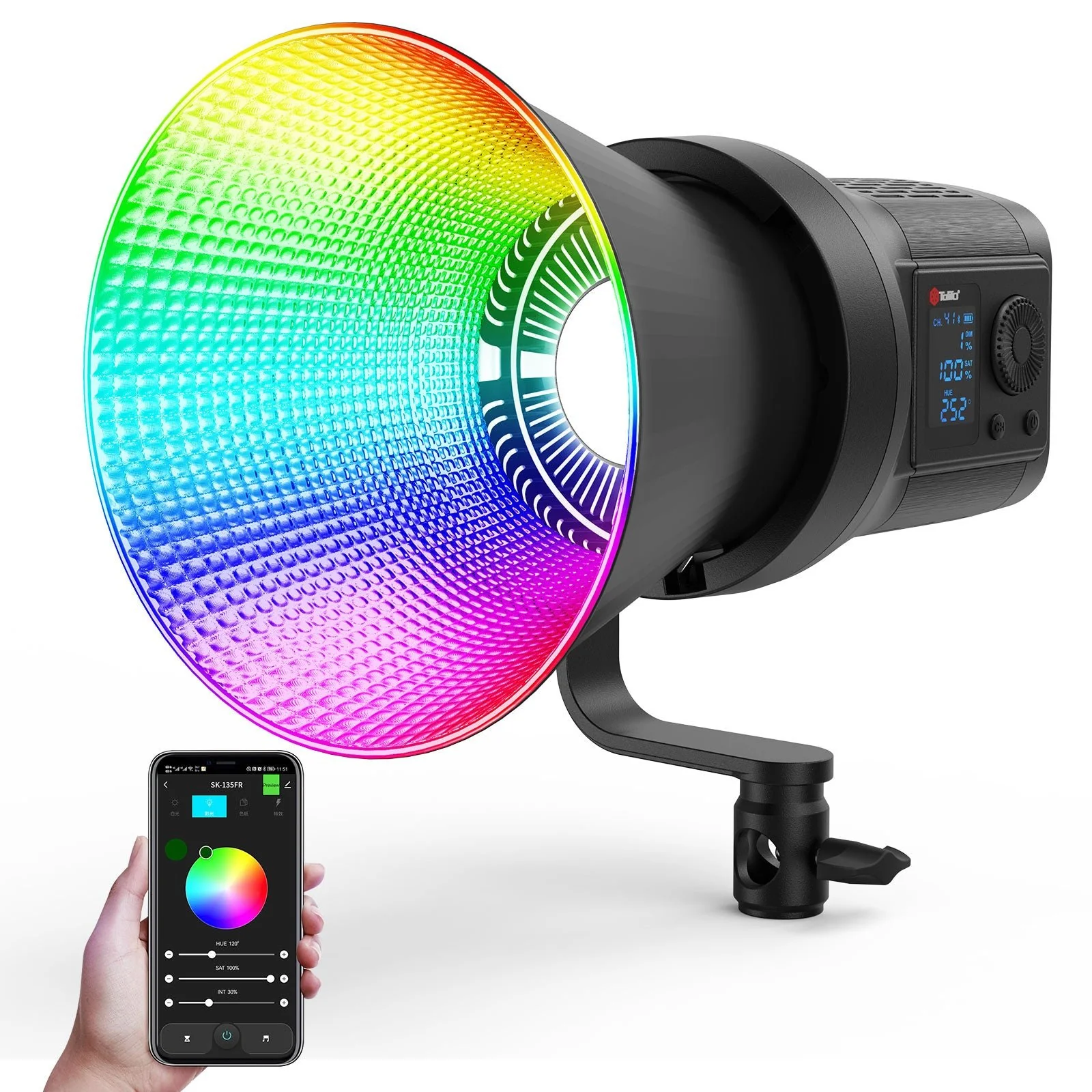 Tolifo Lampu Video LED Portabel RGB COB Video Light 135W 6500K - SK-135FR