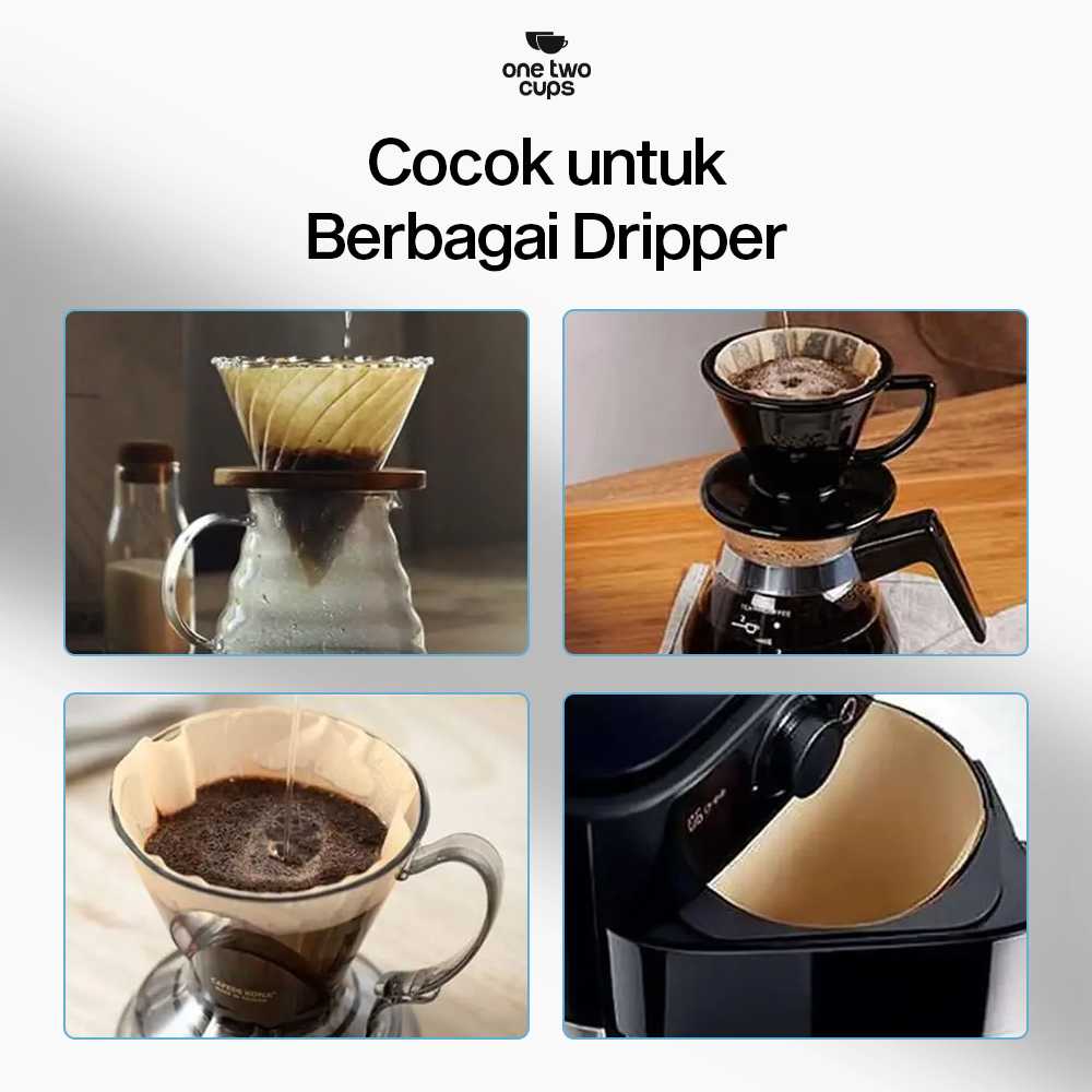 One Two Cups Kertas Saringan Kopi Filter Paper V60 2-4 Cups 100 PCS - V04 - Gambar 6