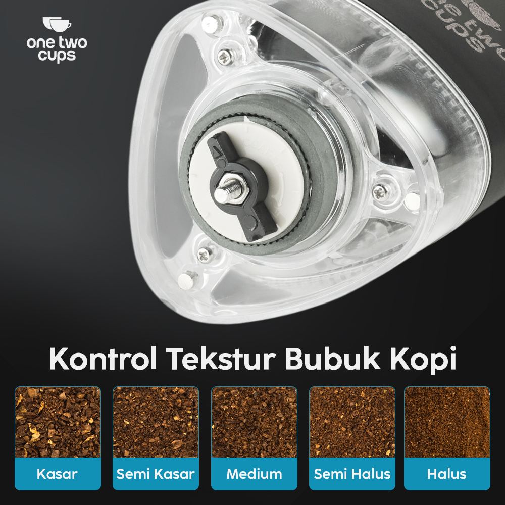 One Two Cups Penggiling Kopi Elektrik Coffee Grinder Adjustable 155ml - ZT-003