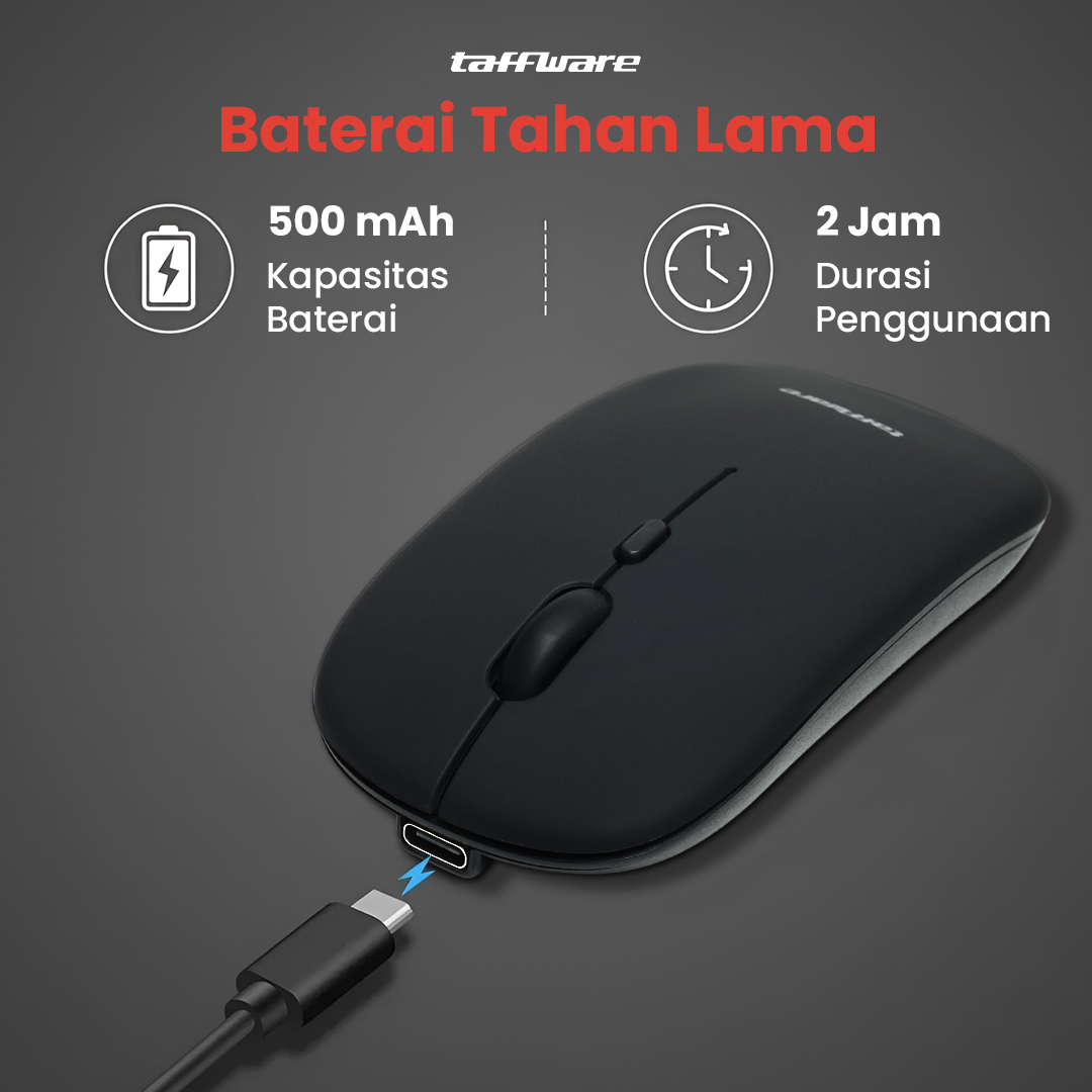 Taffware Mouse Wireless Bluetooth Optical 2.4GHz Silent Click 1600DPI - M8120G