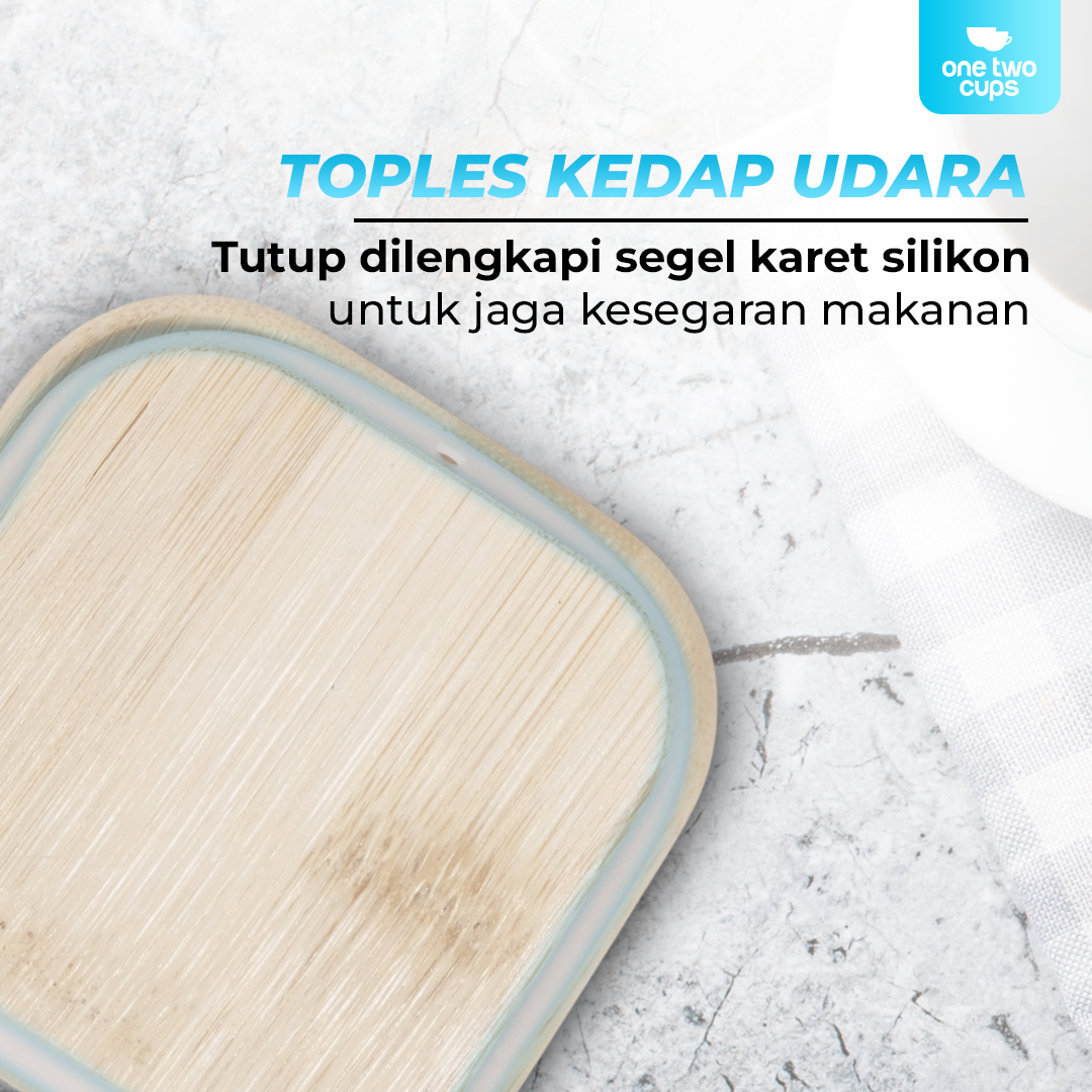 One Two Cups Toples Kaca Penyimpanan Makanan Kedap Udara Storage Jar - HC1019 - Gambar 2