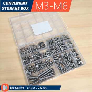Taffware Baut Set Screw Bolt Nuts Assortment Kit M3 M4 M5 M6 600 PCS - SA6
