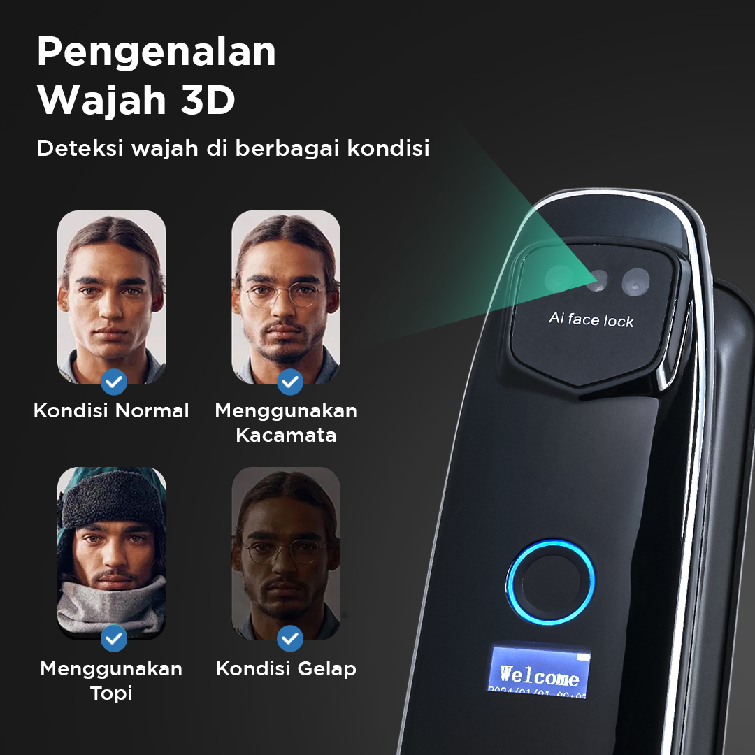 SMARTSTONE Smart Door Lock Fingerprint Face Recognition Tuya App - CS7