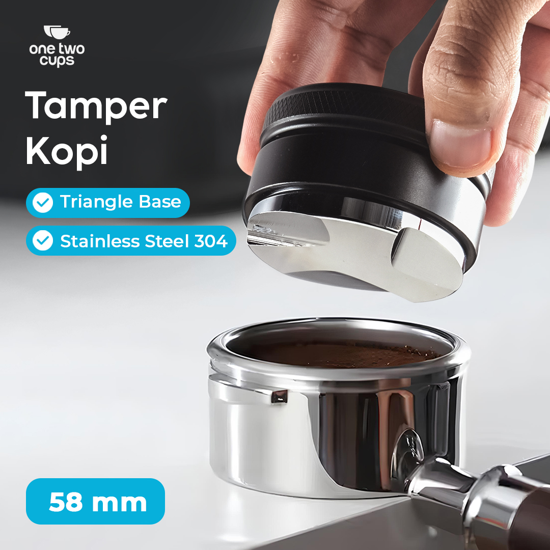 One Two Cups Tamper Kopi Triangle Press Coffee Powder Stainless Steel - 3153