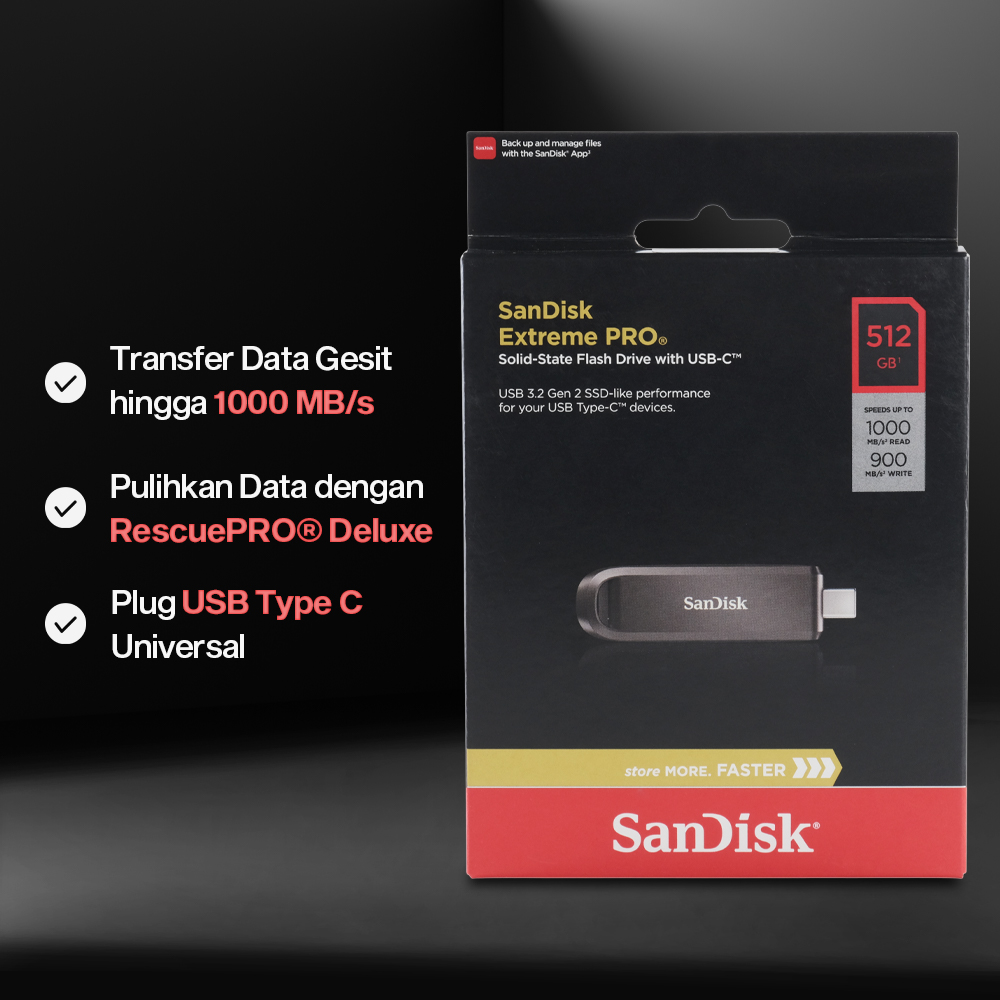 SanDisk Extreme PRO Flash Drive with USB Type C 1000MB/s - SDCZ890