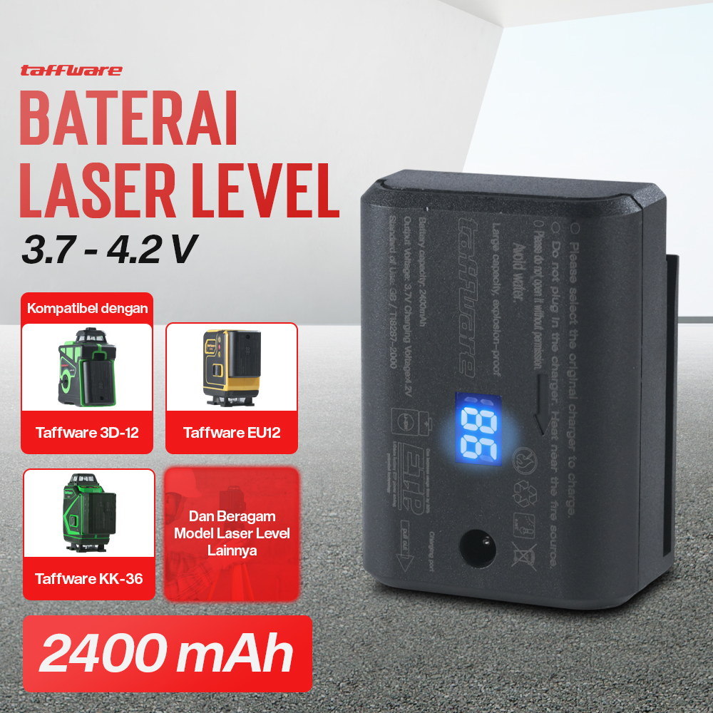 Taffware Baterai Laser Level 3D Rechargeable Battery with LED Display - BM03