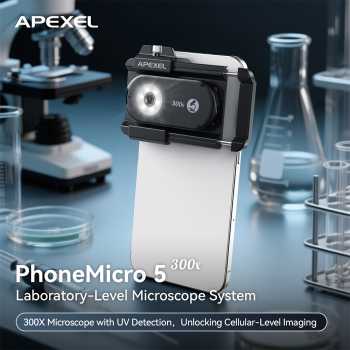APEXEL Lensa Kamera HP Smartphone Microscope 300X LED with CPL Filter - APL-MS300