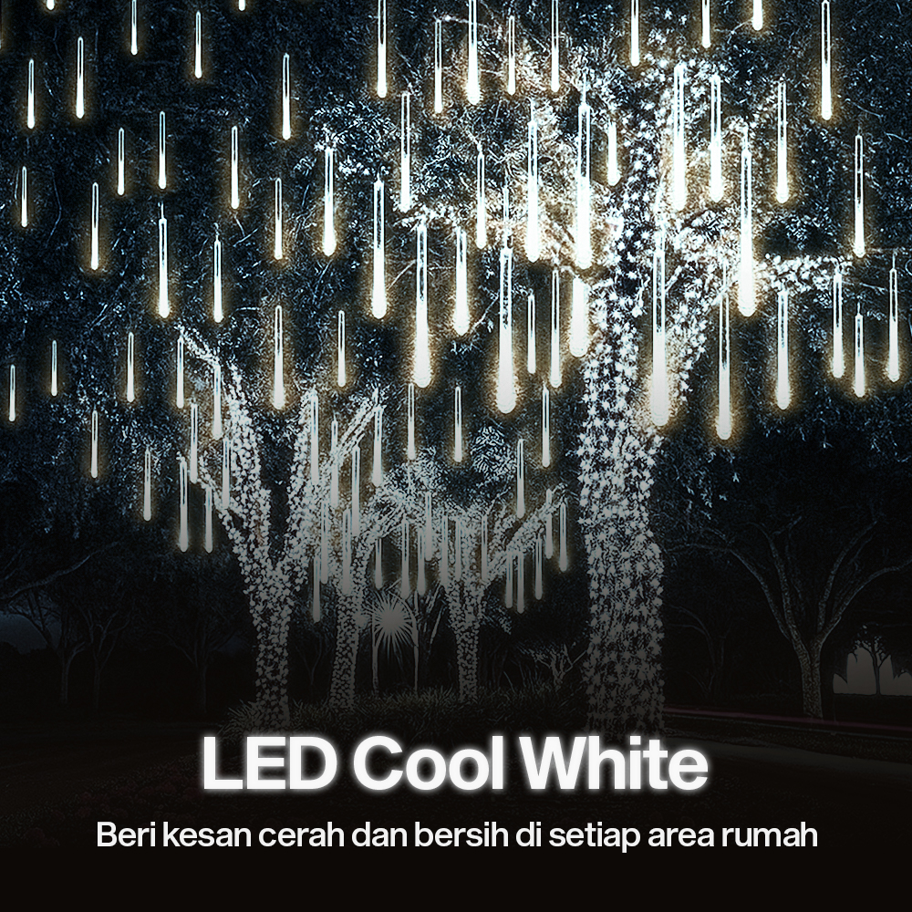 SMD Lampu Hias Gantung String Lights Meteor Rain Cool White 30 cm 8PCS