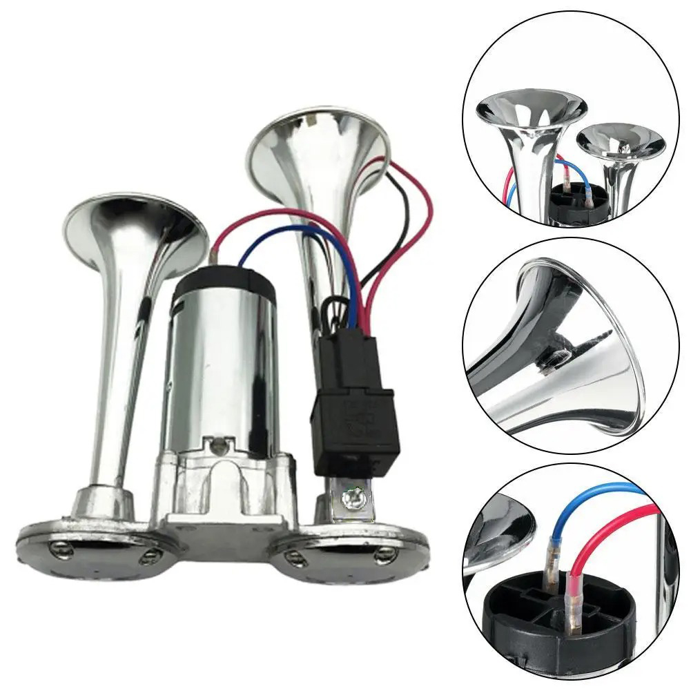 HX Klakson Terompet Truk Mobil Double Tube Horn Zinc Alloy 300dB 24V - H2