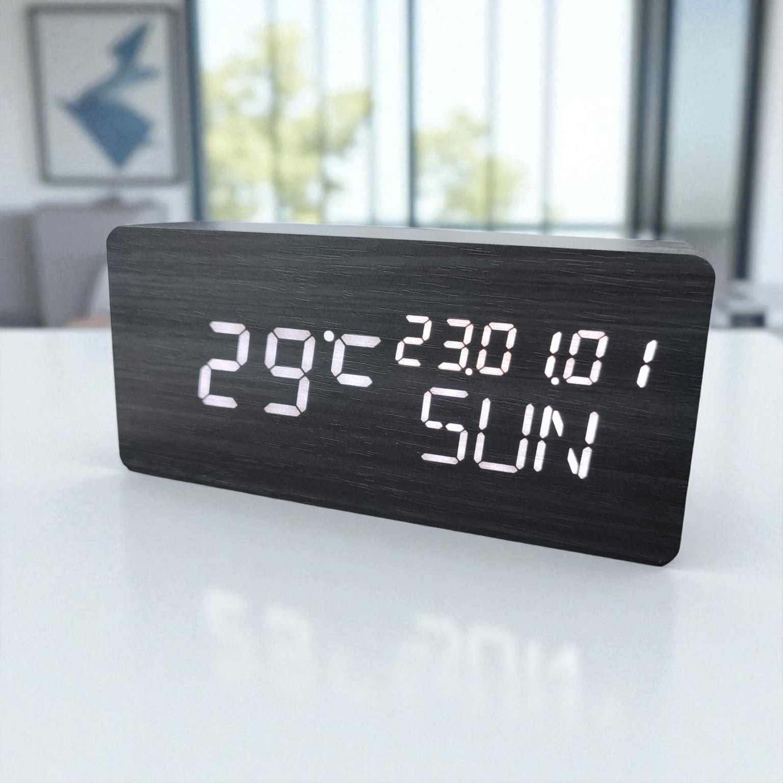 Lovin Jam Weker Alarm Digital Kayu Clock Temperatur Voice Control - TX602