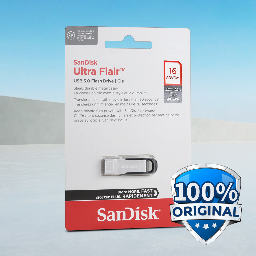 SanDisk Ultra Flair Flashdisk USB 3.0 Fast Read High Speed Metal Case - SDCZ73
