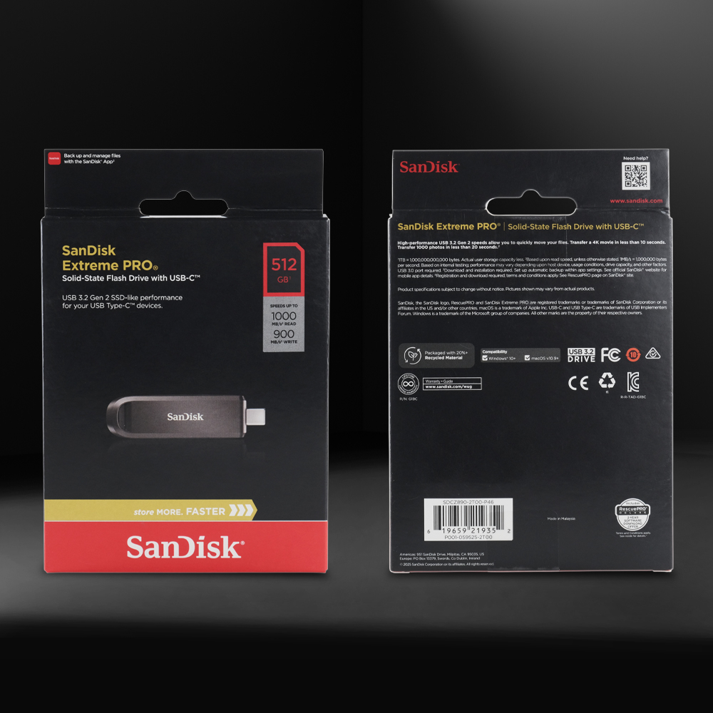 SanDisk Extreme PRO Flash Drive with USB Type C 1000MB/s - SDCZ890