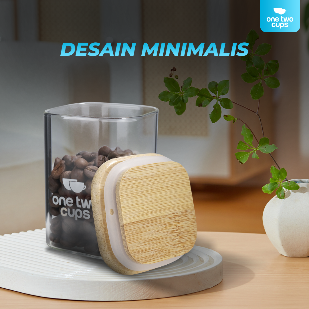 One Two Cups Toples Kaca Penyimpanan Makanan Kedap Udara Storage Jar - HC1019 - Gambar 5