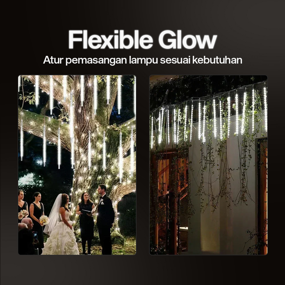 SMD Lampu Hias Gantung String Lights Meteor Rain Cool White 30 cm 8PCS