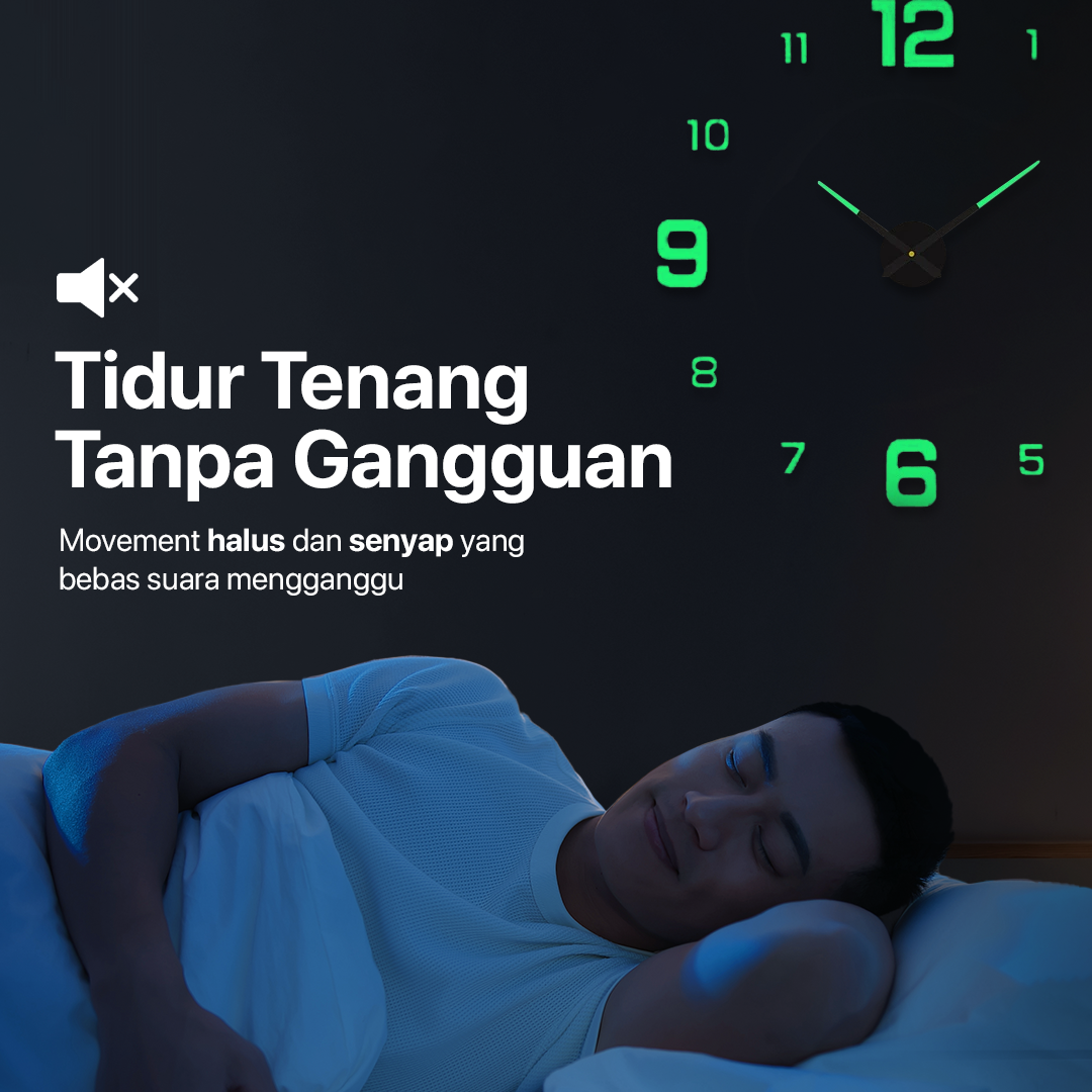 TaffHOME Jam Dinding Besar DIY Glow in The Dark 90-100cm - JM-03