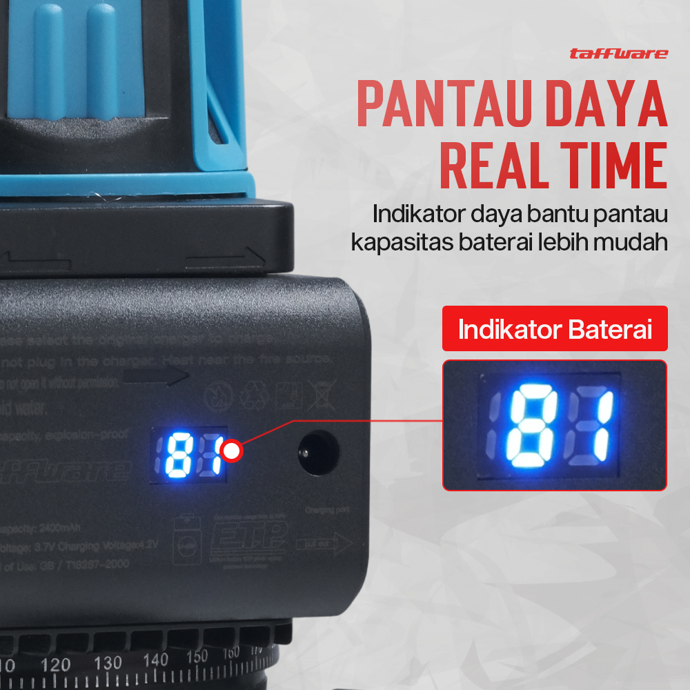 Taffware Baterai Laser Level 3D Rechargeable Battery with LED Display - BM03