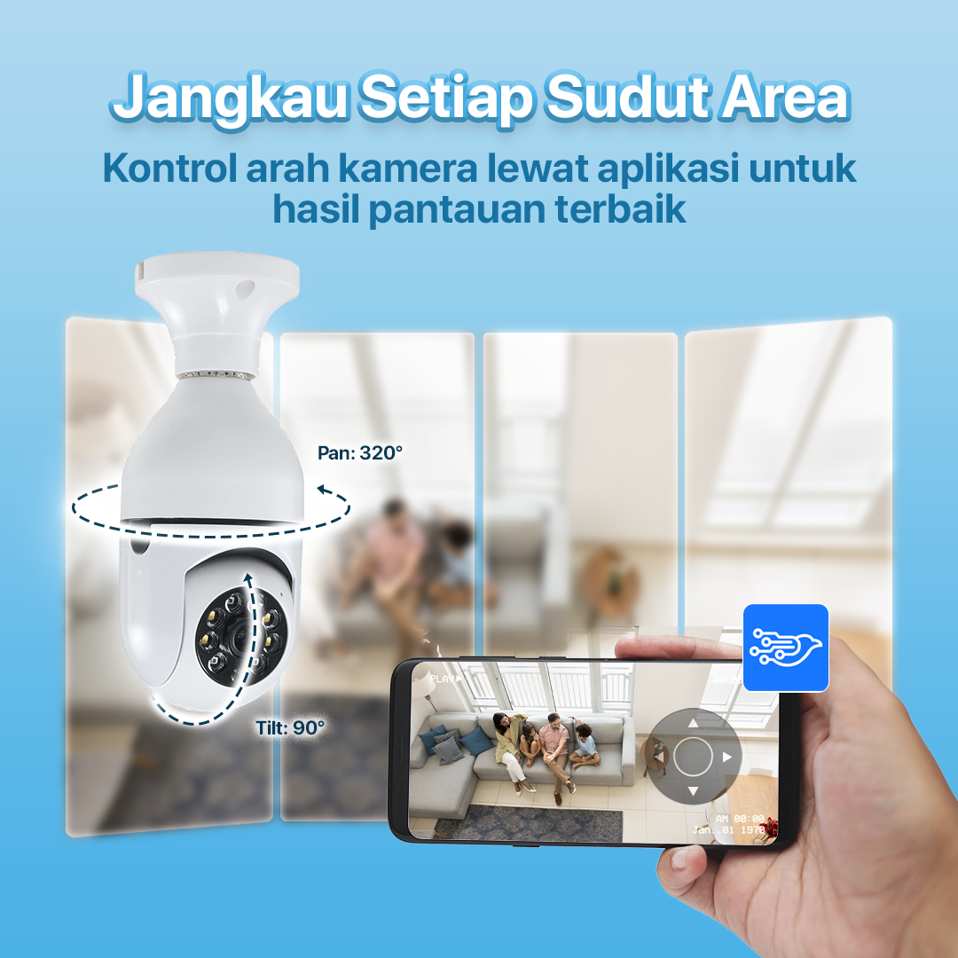 Yunyi CCTV IP Camera 1MP 1080P E27 Wireless Dual Light IR Sensor - YY012