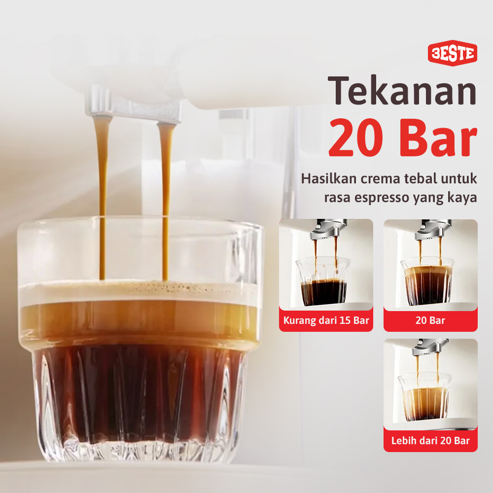 3ESTE Mesin Kopi Espresso Coffee Frothing 20 Bar 1050W 1.5L - CM3120