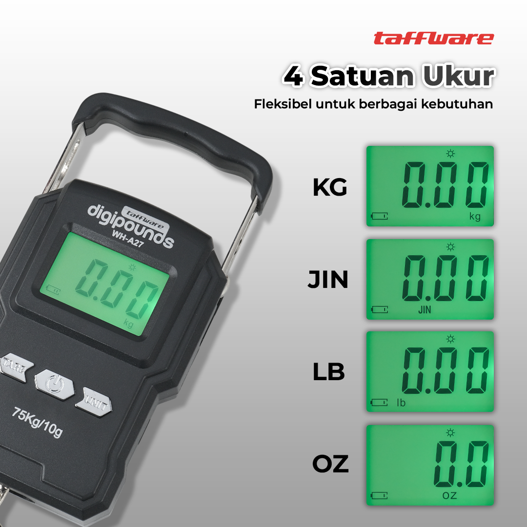 Taffware Digipounds Timbangan Koper Tas Digital Scale 75kg 0.01kg - WH-A27