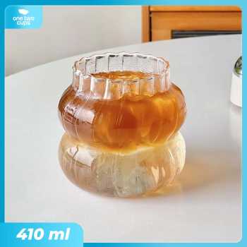 One Two Cups Gelas Kaca Aesthetic Kopi Teh Wave Stripe Shape Glass - GK24