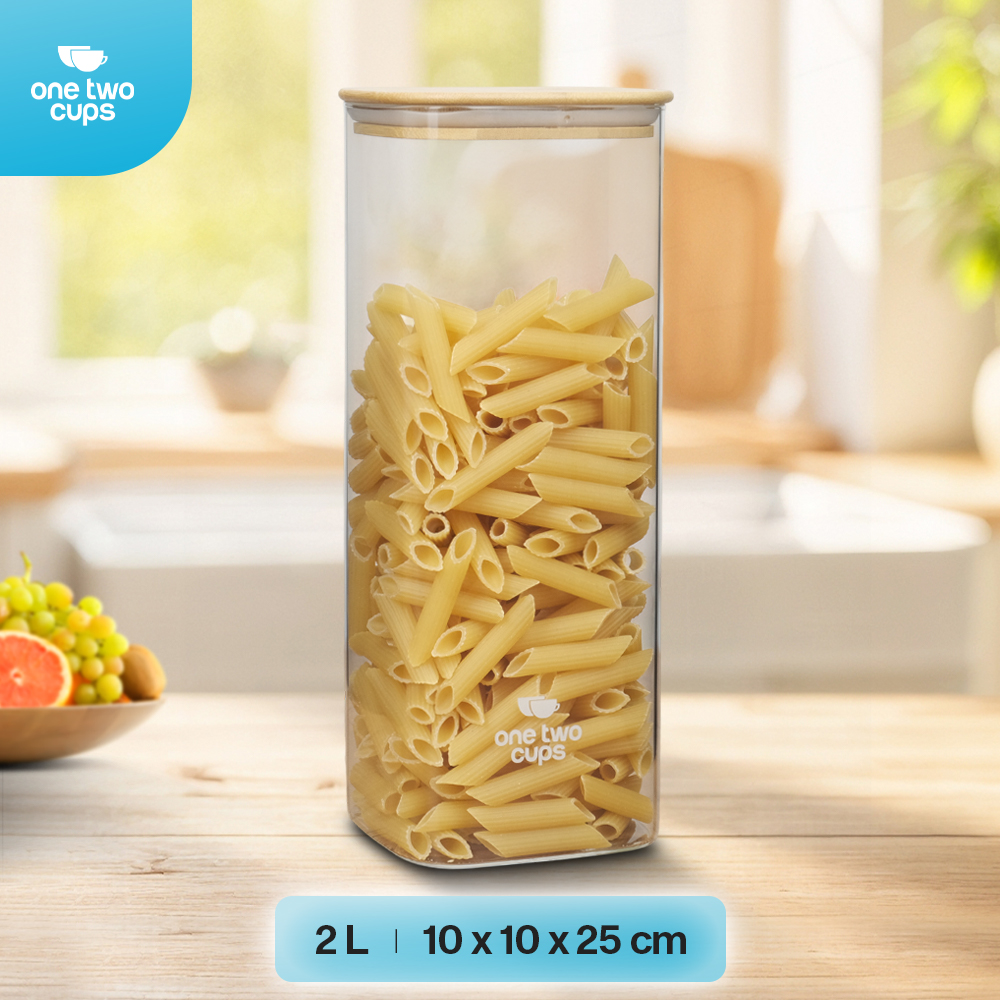 One Two Cups Toples Kaca Penyimpanan Makanan Kedap Udara Storage Jar - HC1019