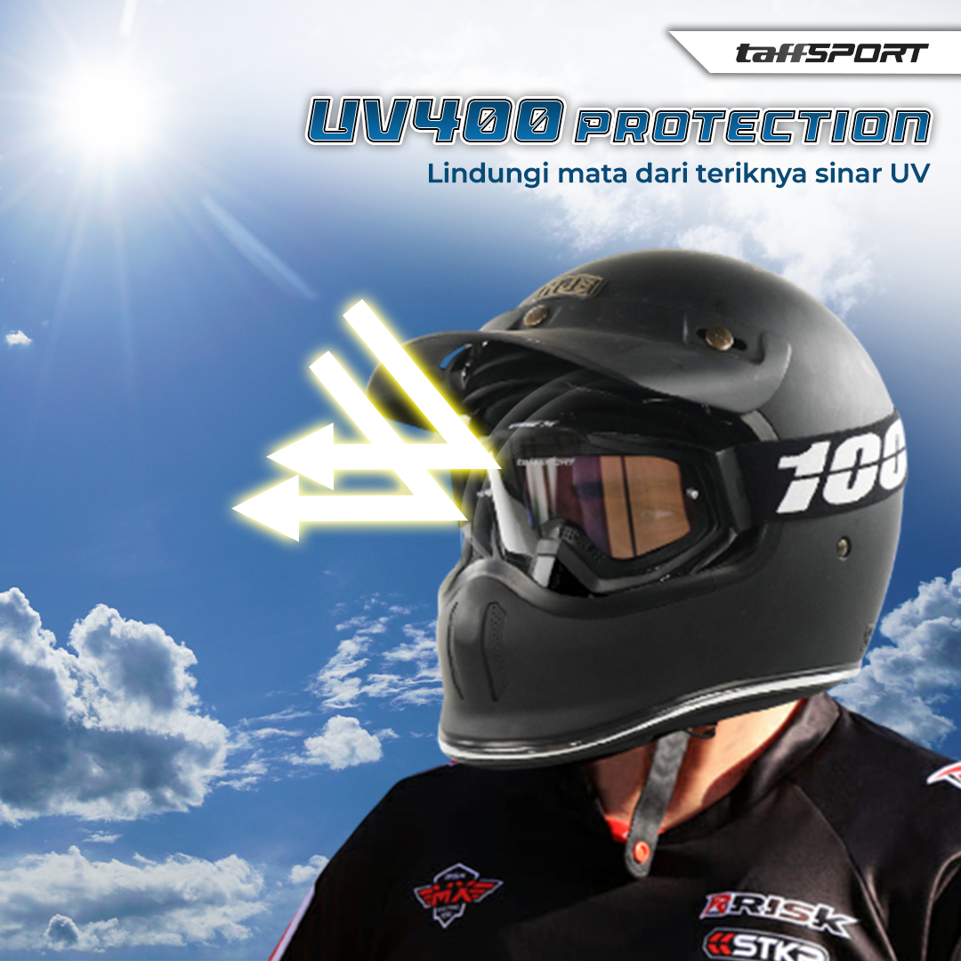 TaffSPORT Kacamata Helm Motor Goggles UV400 Protection Windproof - UV400 - Gambar 2