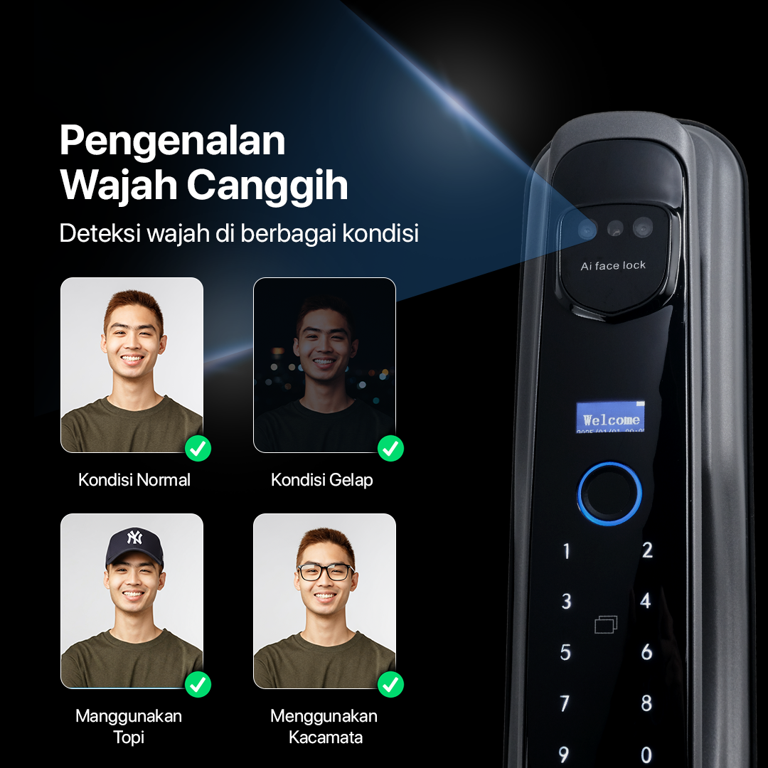REFINE Smart Door Lock Palm Vein Face Recognition App Fingerprint - RF24