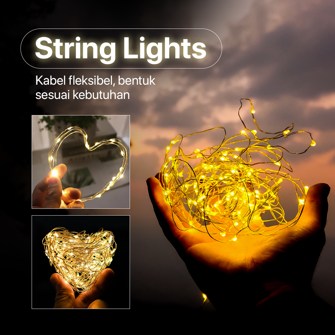 Kaslam Lampu Hias Gorden String Lights Wall Decoration 3x3M - S-32