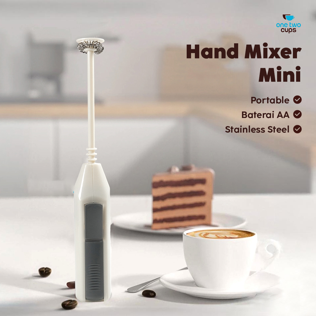 One Two Cups Hand Mixer Mini Pengocok Telur Kopi Milk Frother Battery - 16310