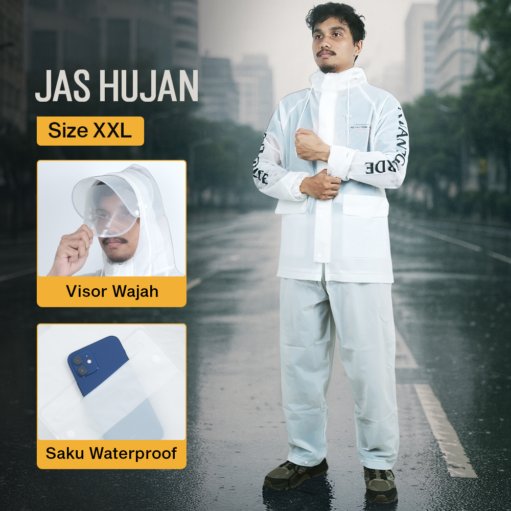 Rhodey Jas Hujan Setelan Motor Dewasa Visor PVC Waterproof Raincoat - ZY-74