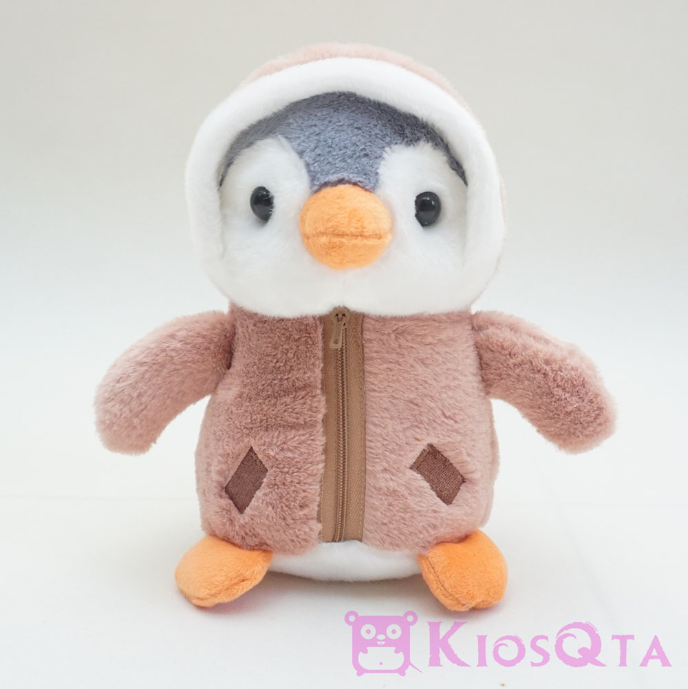 boneka little penguin abu abu jaket bulu winter coklat small