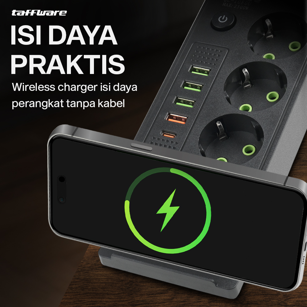 Taffware Stopkontak USB Type C EU Plug Wireless Charging 2500W - QL-1080U