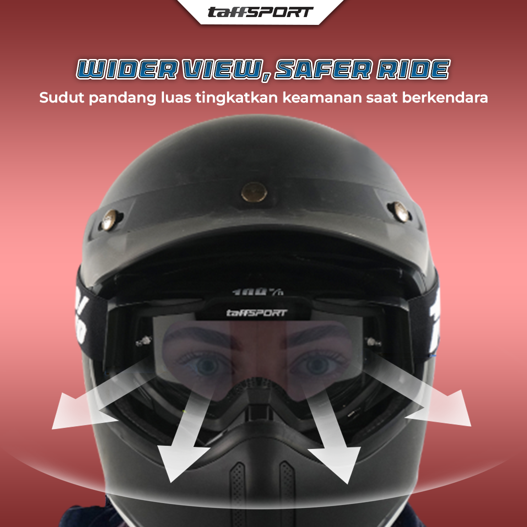 TaffSPORT Kacamata Helm Motor Goggles UV400 Protection Windproof - UV400 - Gambar 3