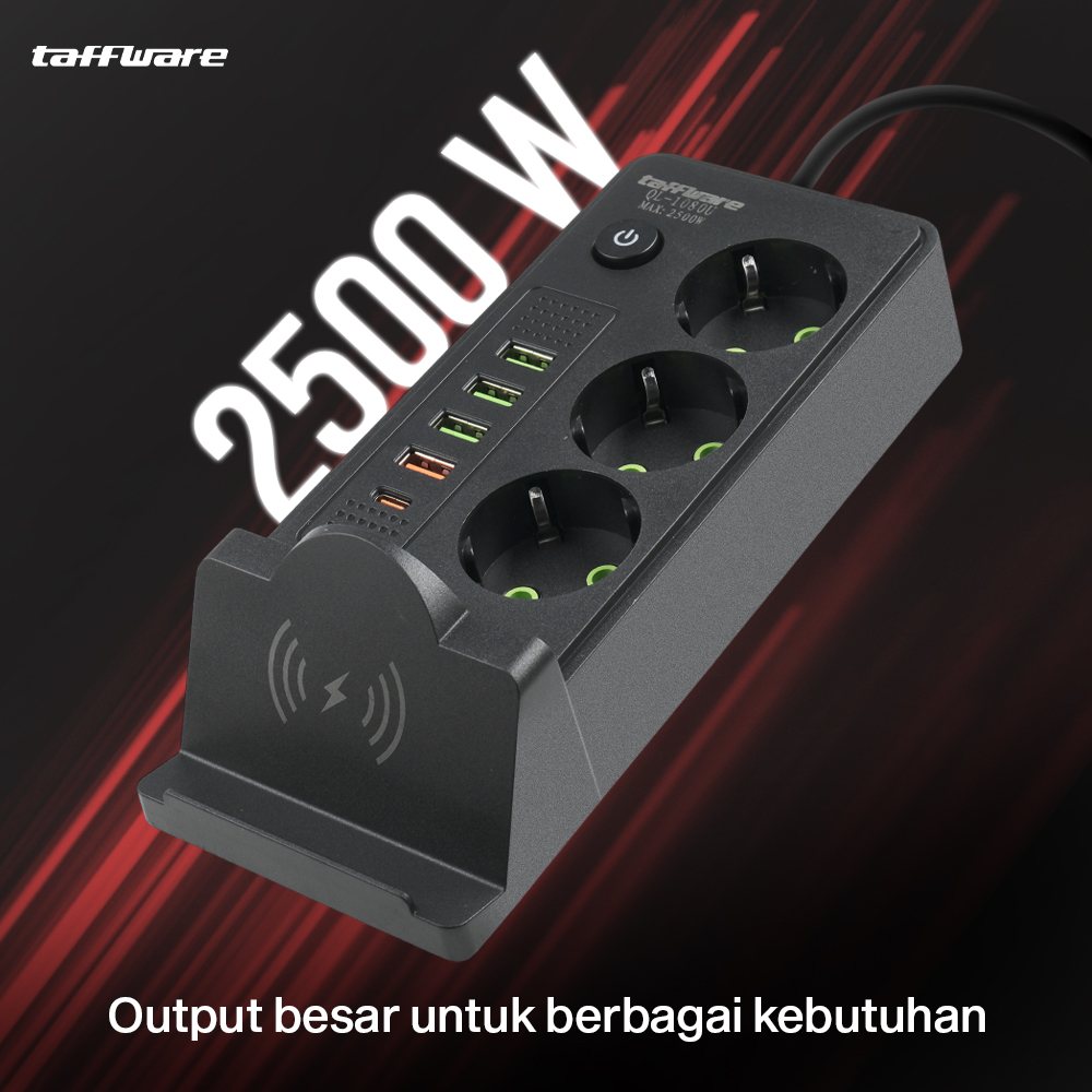 Taffware Stopkontak USB Type C EU Plug Wireless Charging 2500W - QL-1080U