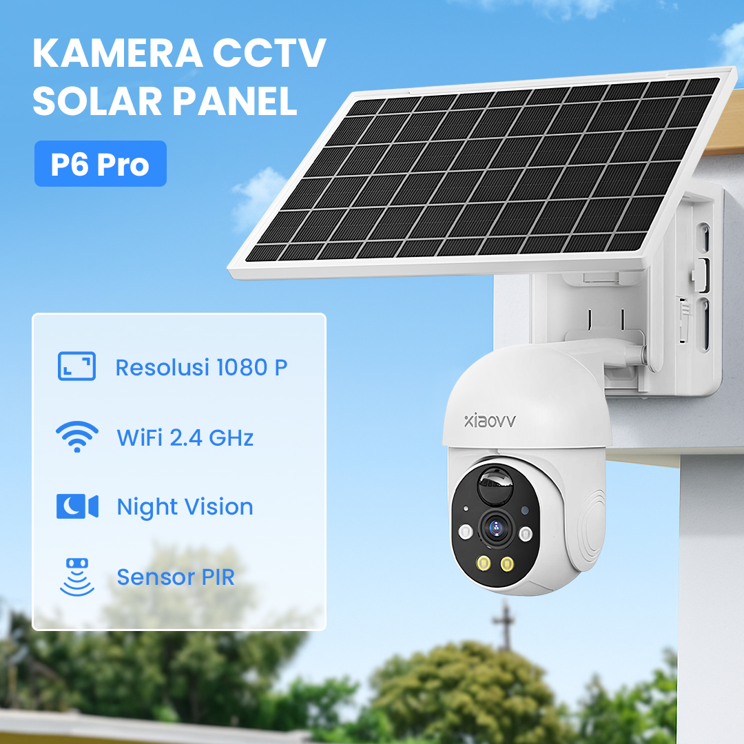 Xiaovv Kamera CCTV Tenaga Surya WiFi Outdoor PIR FHD 1080P 2MP IP65 - XVV-1120S-P6 Pro
