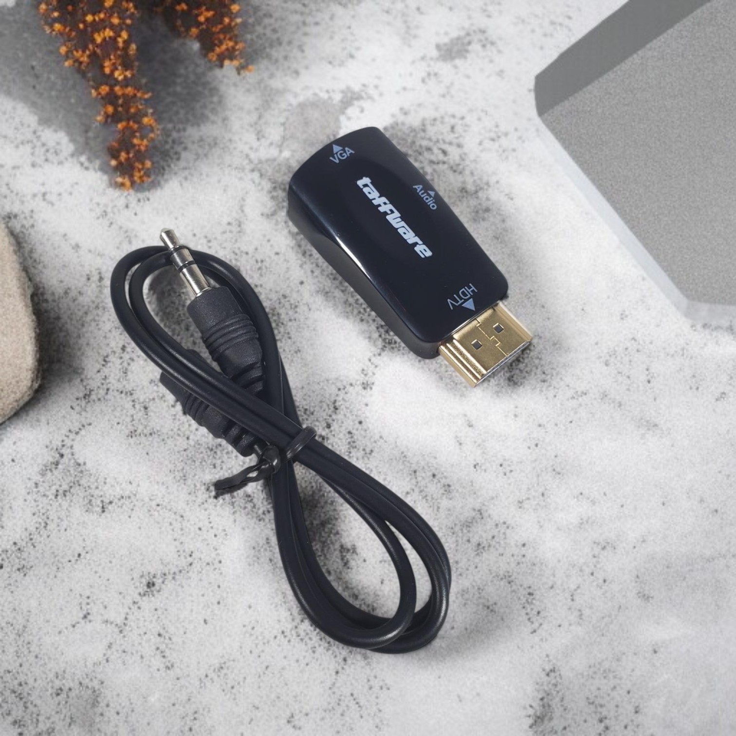 Taffware Converter Adaptor HDMI ke VGA dan AUX 1080P Proyektor Monitor - S-PC-0389