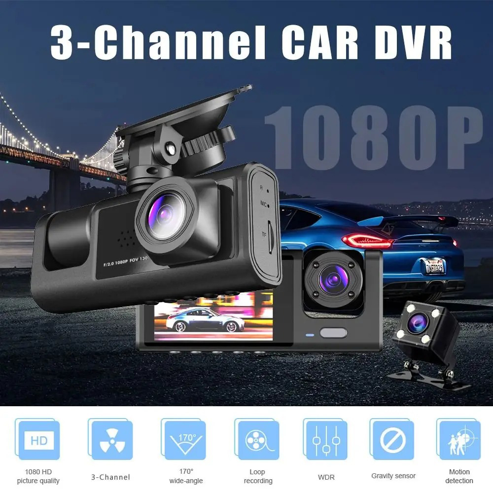 MIIQNUS Dashcam Mobil Detachable Depan Belakang Triple Camera 1080p - MQ20