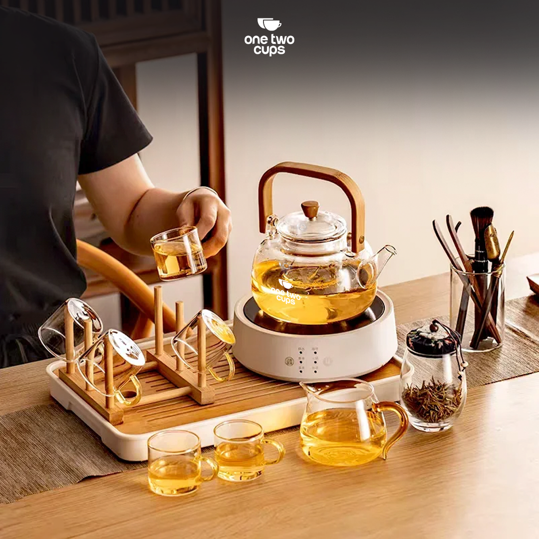 One Two Cups Teko Teh Kaca Borosilikat Saringan Tahan Panas Teapot - 8CV101 - Gambar 3