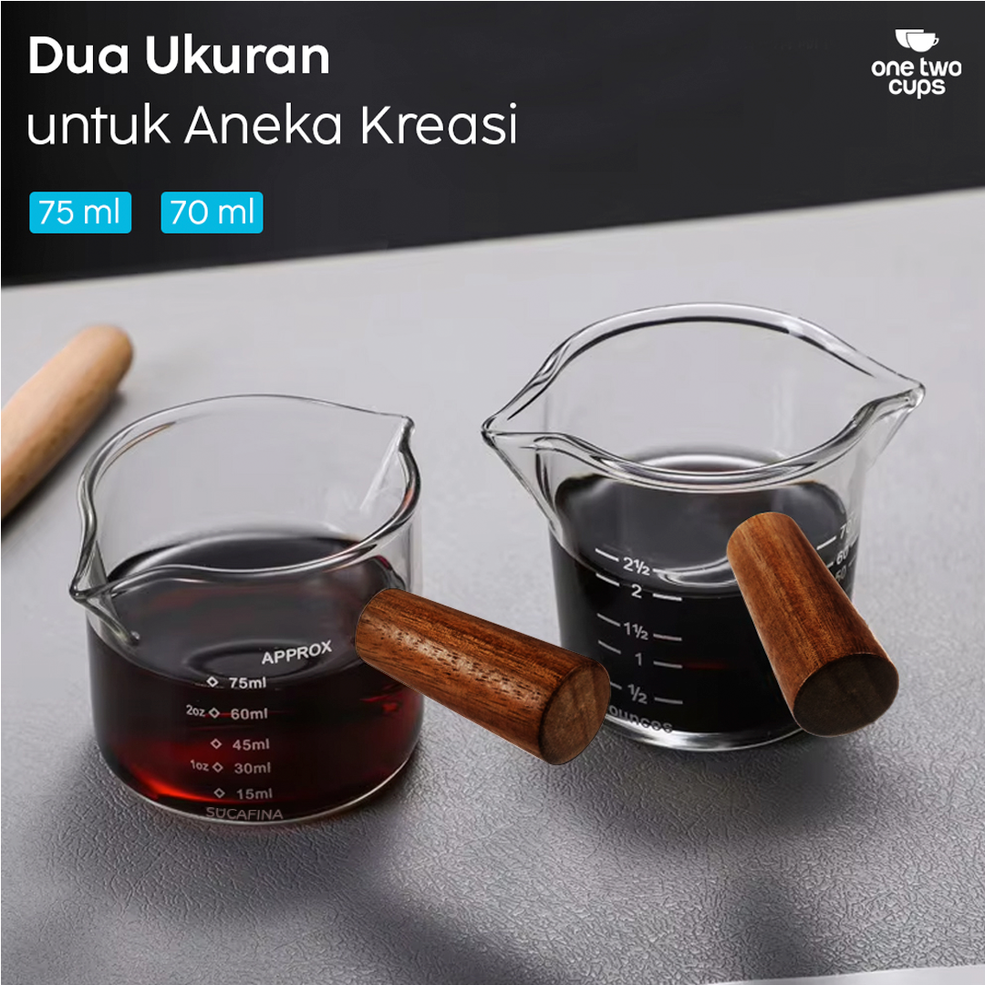 One Two Cups Gelas Takar Espresso Measuring Cup Double Mouth - S08 - Gambar 3