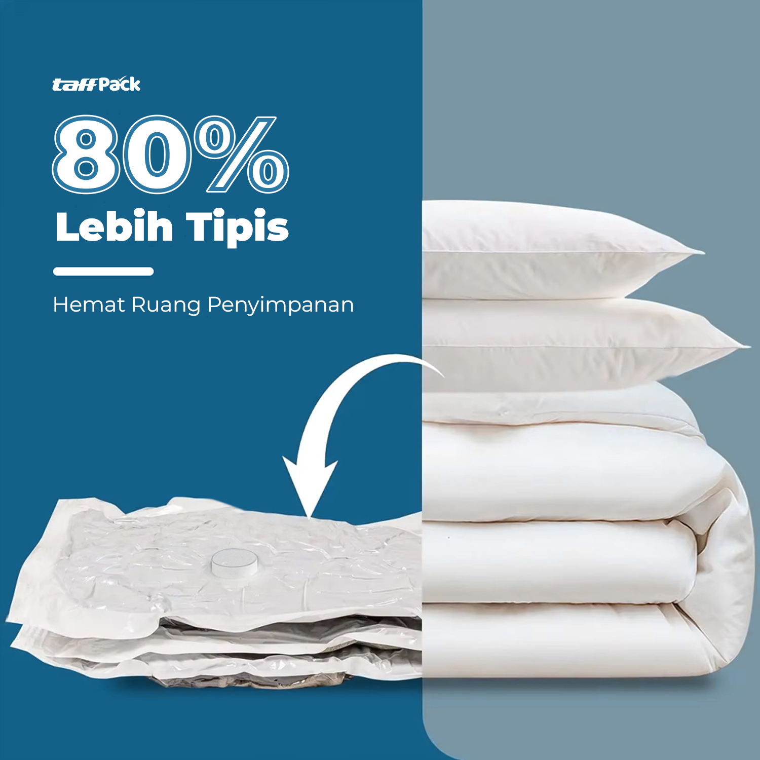 TaffPACK Kantong Plastik Vakum Pakaian Travel Vacuum Bag 50x70cm 5 PCS - WB70