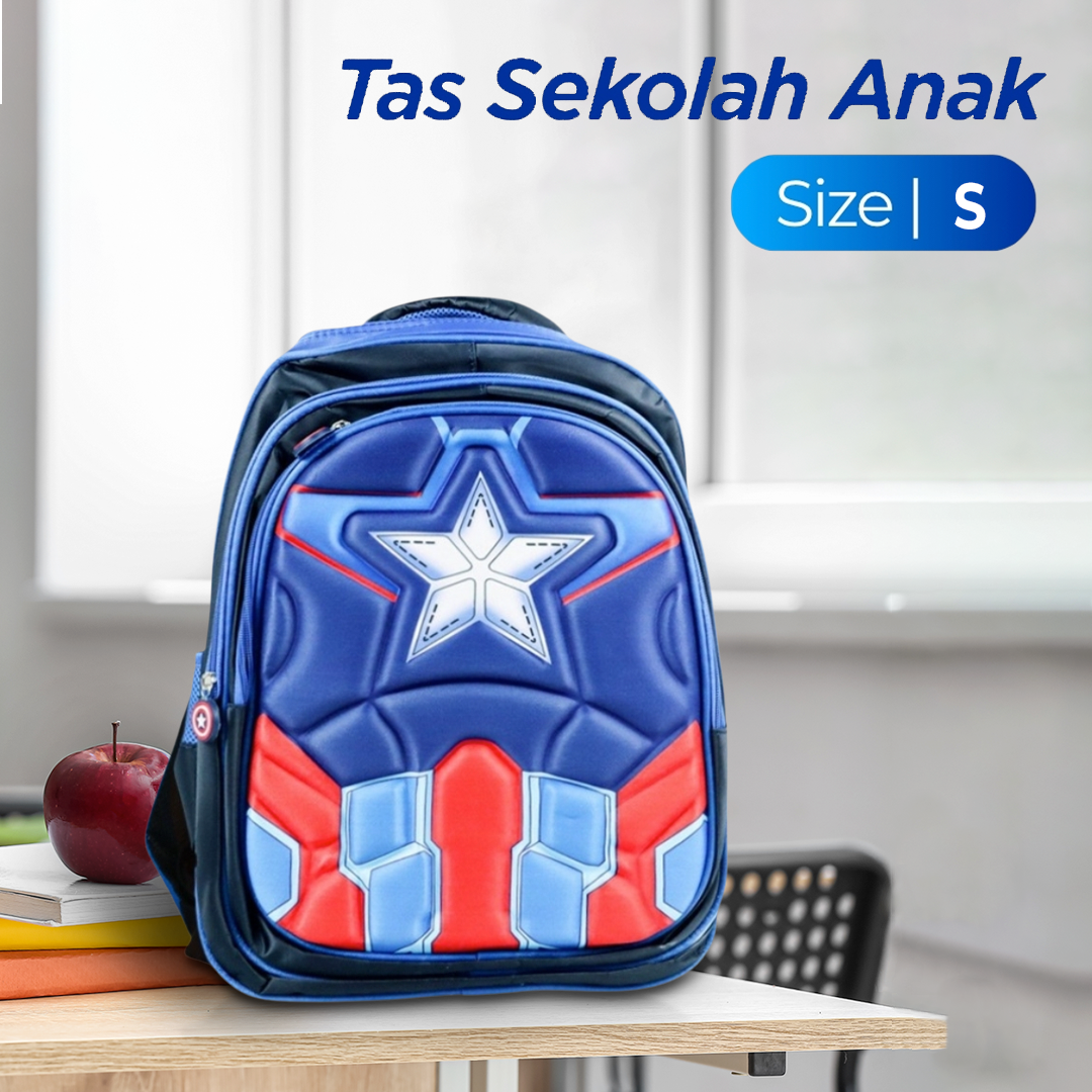 JINMA HONGJIA Tas Sekolah Anak Karakter Kartun Captain America - KKH001