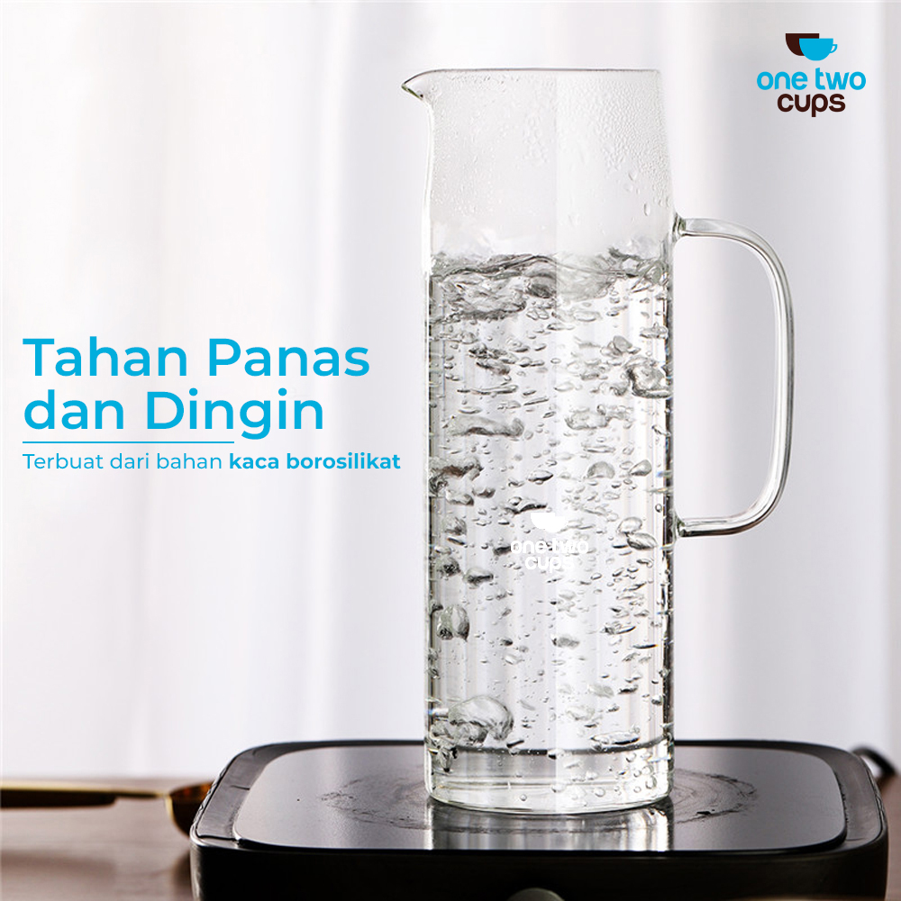 One Two Cups Teko Pitcher Kaca Tahan Panas Api Water Jug 1.38L - YS-6337