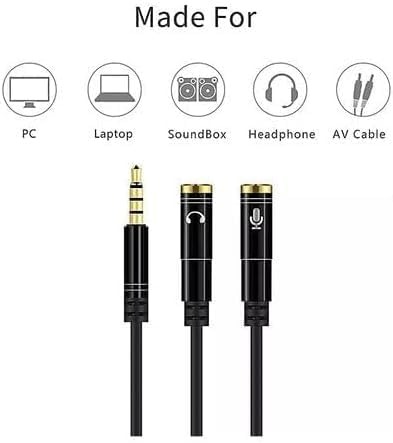 Overfly Kabel Splitter AUX 3.5mm Male ke Female Headphone Mic 37cm - AV114
