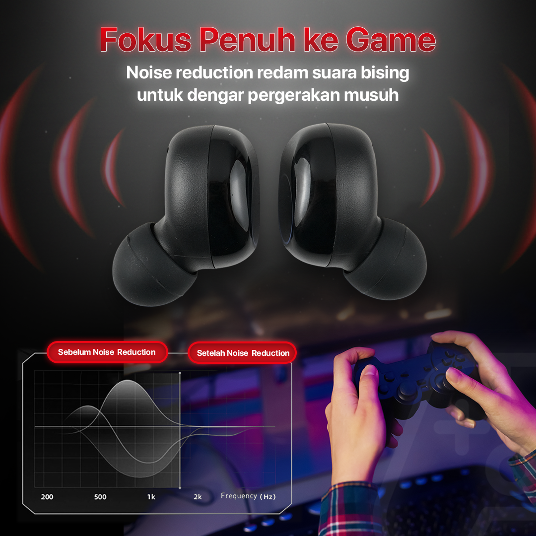 VAORLO Earphone Bluetooth 5.3 TWS Gaming HIFI Stereo Sound HD Call - M90 Pro
