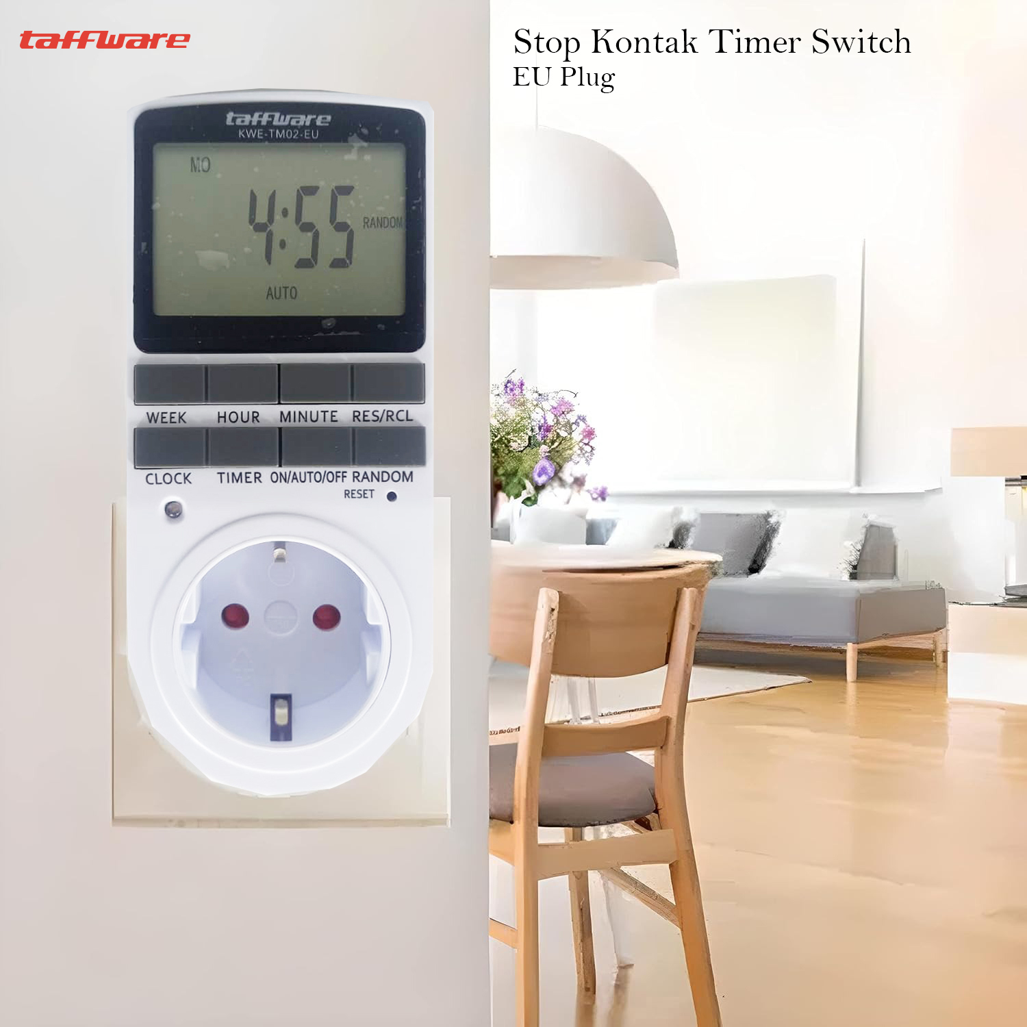 Taffware Stop Kontak Programmable Timer Switch 10 Program 230V/16A - KWE-TM02-EU