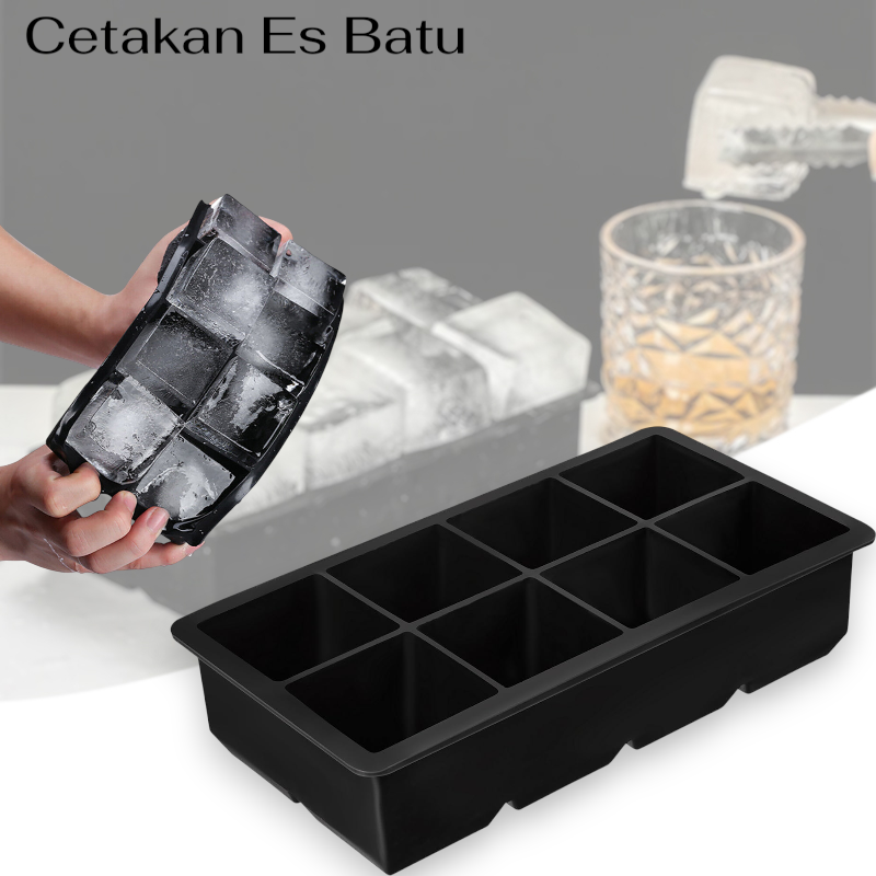 TaffHOME Cetakan Es Batu Silikon Kotak 8 Grid Ice Cube Tray - DB88