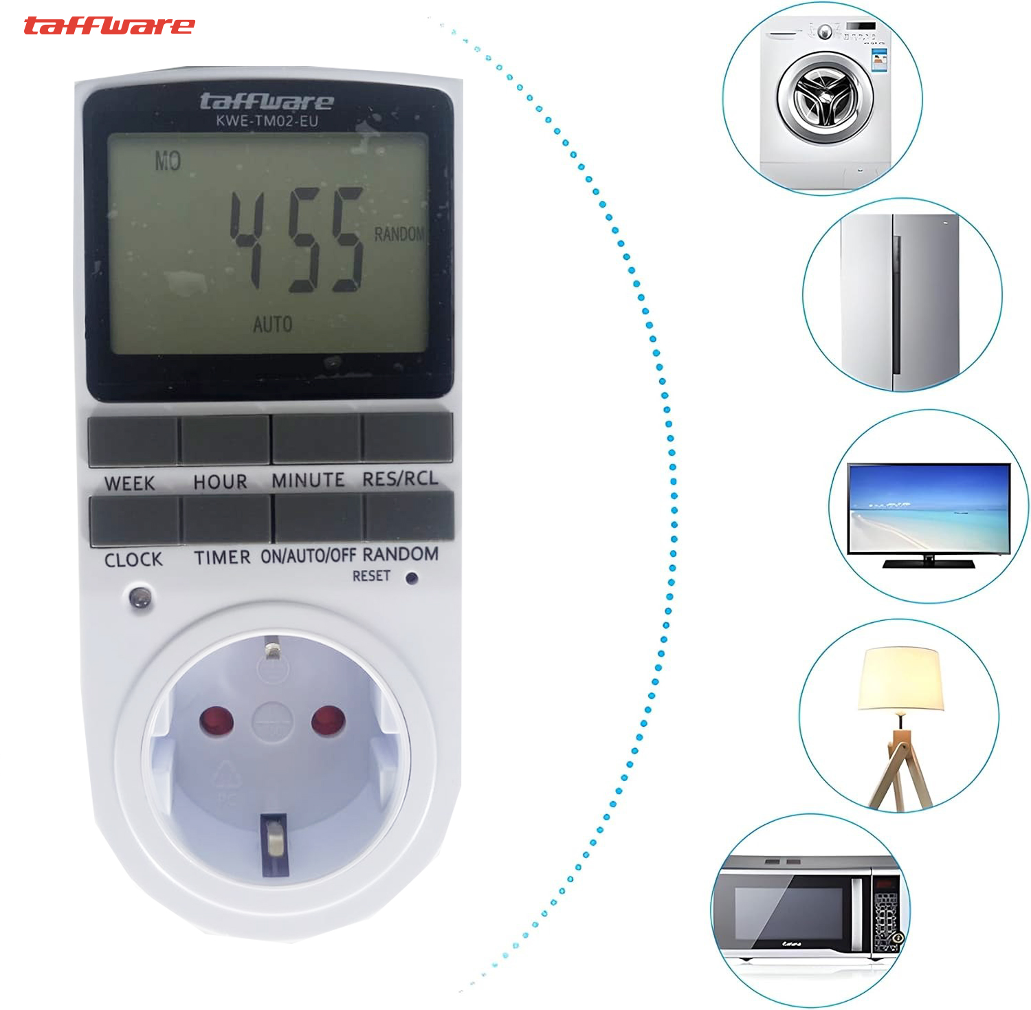 Taffware Stop Kontak Programmable Timer Switch 10 Program 230V/16A - KWE-TM02-EU