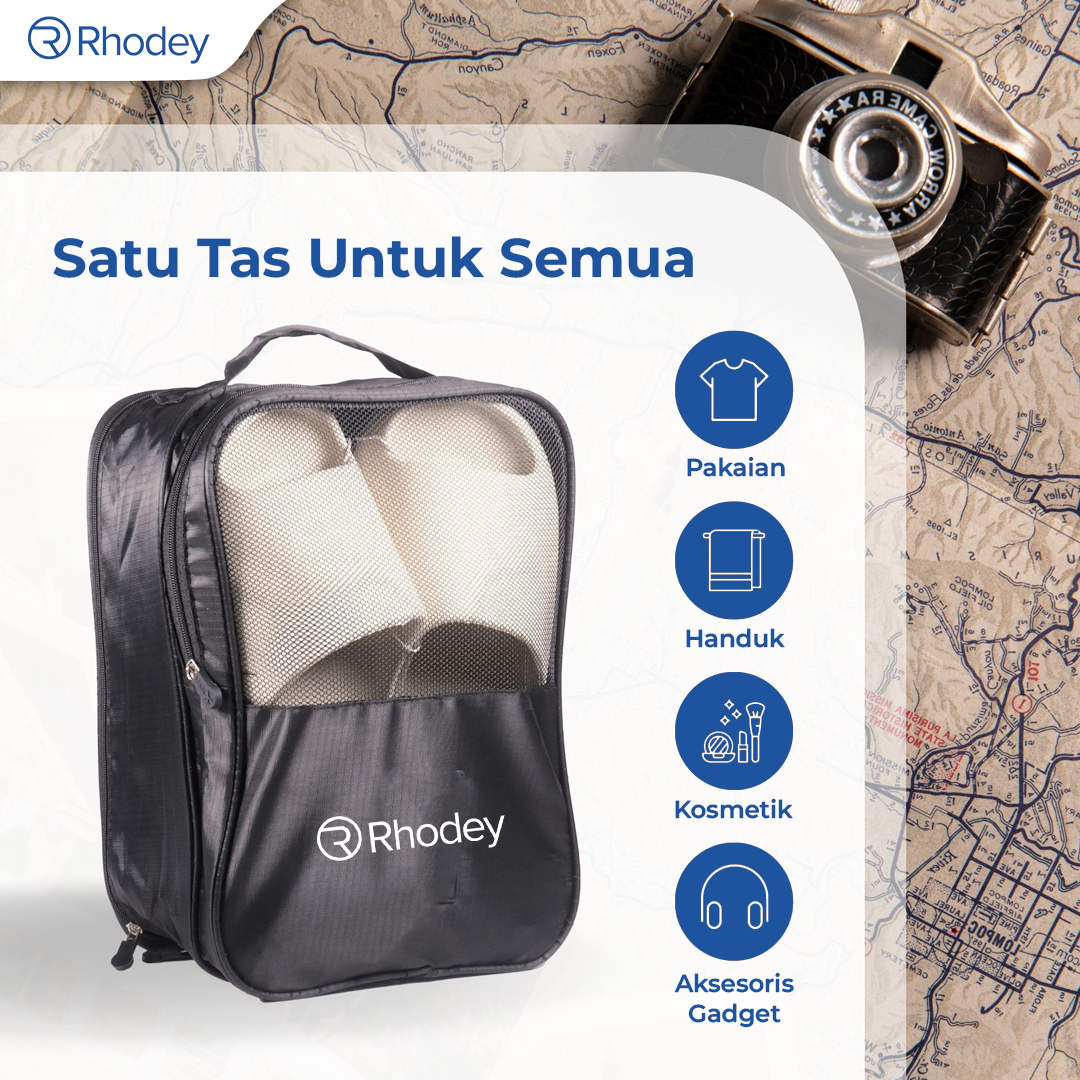 Rhodey Tas Sepatu 3 Layer Travel Organizer Shoes Bag Nylon Mesh Oxford - LK-20